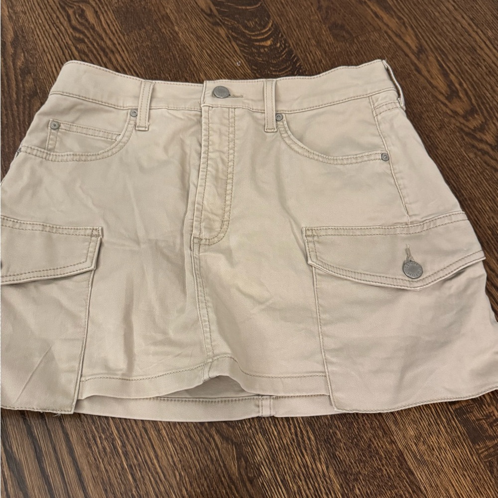Denim Forum Beige Cargo Mini Skirt